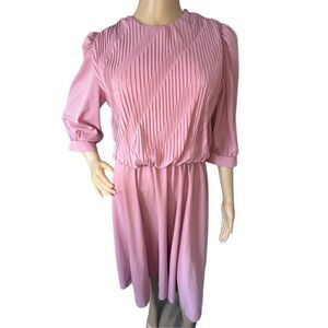 L.L. Petite Vintage Pink Half Sleeve Flowy Dress With Stretchy Waist